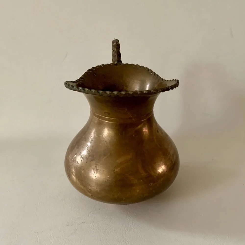 Vintage Solid Brass Water Pitcher Rope Handle Design Made in India